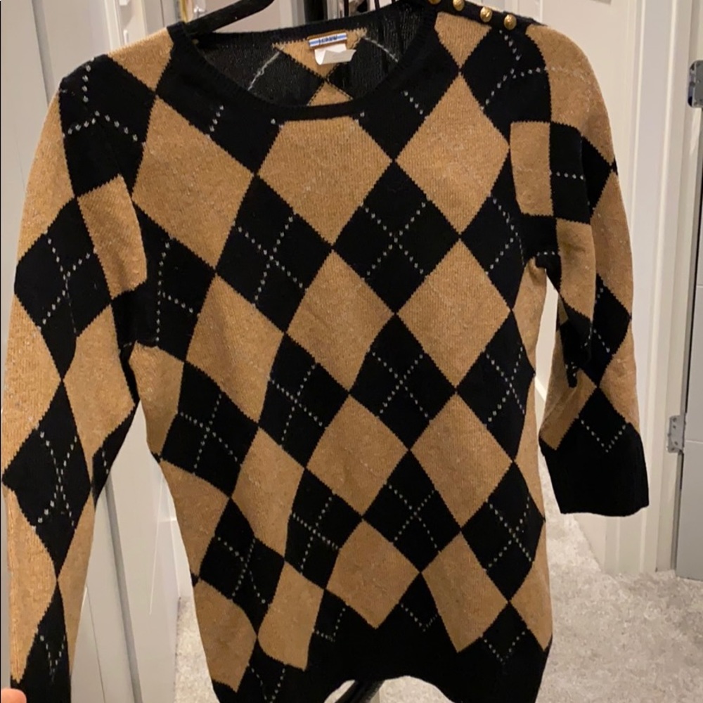 J. Crew cashmere sweater Black and Tan size S.